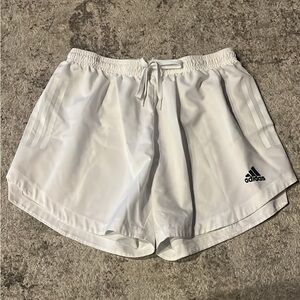 Adidas White Athletic Shorts Lightweight Elastic Waist